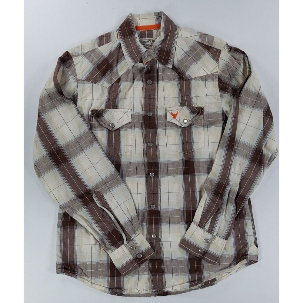 Company 81 Mens S Brown Plaid Western Button Up Shirt Long Sleeve Cowboy Country